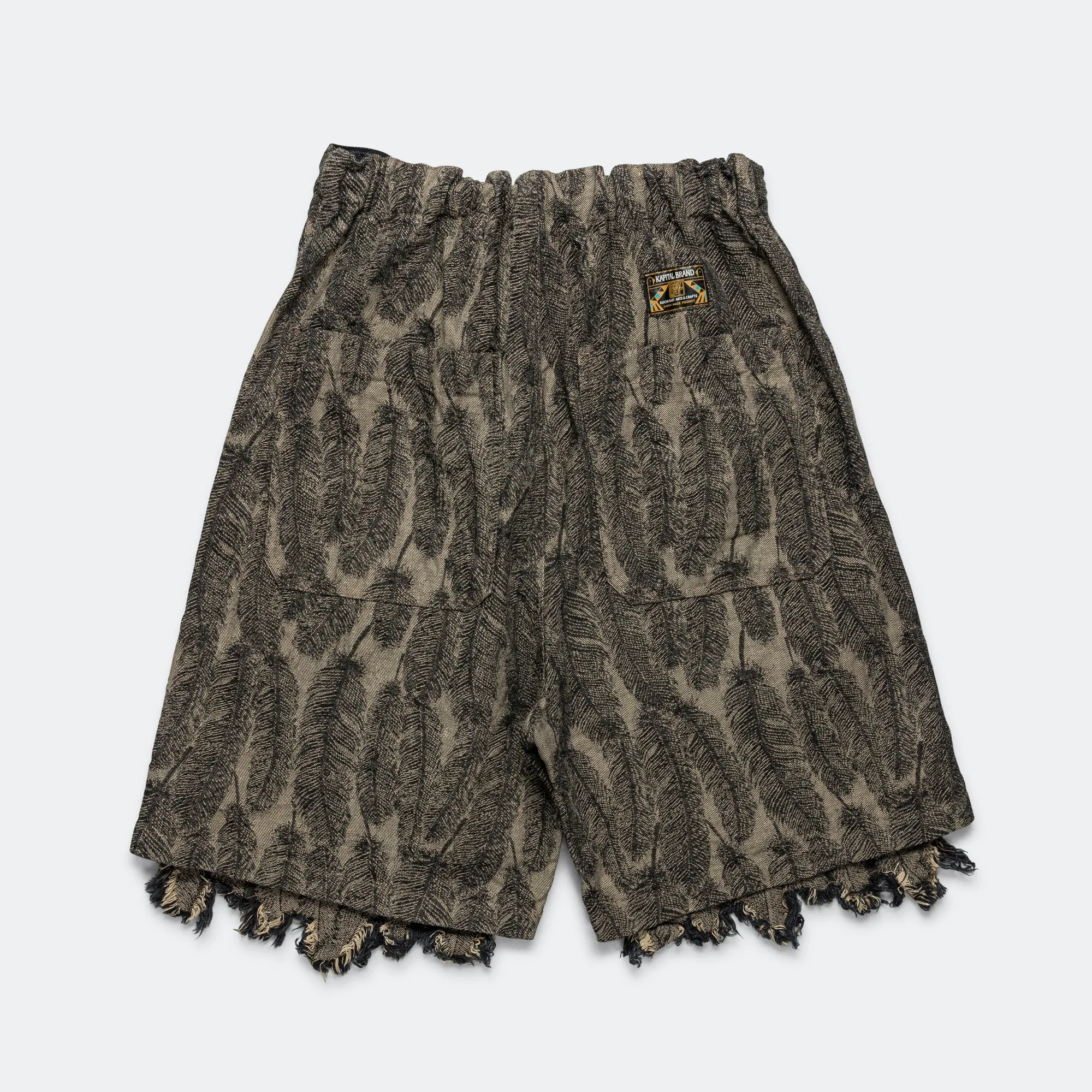 12oz MAGPIE Denim W-Knee Easy Short Pants - Black/Beige