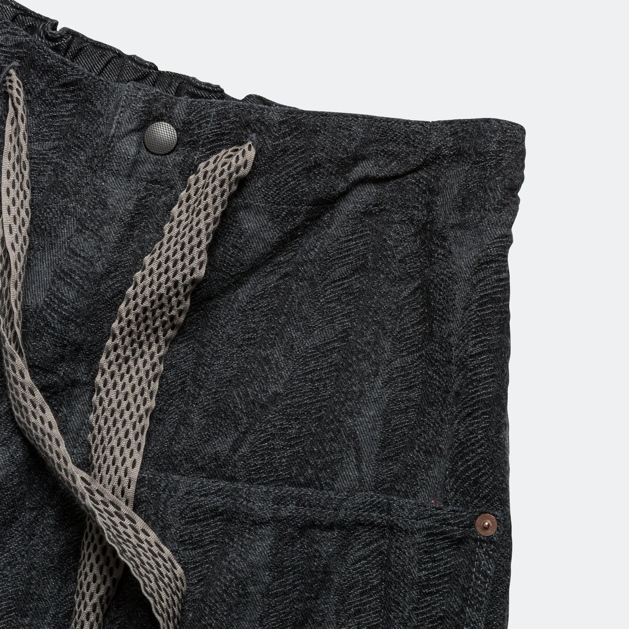 12oz MAGPIE Denim W-Knee Easy Short Pants - Black/Black