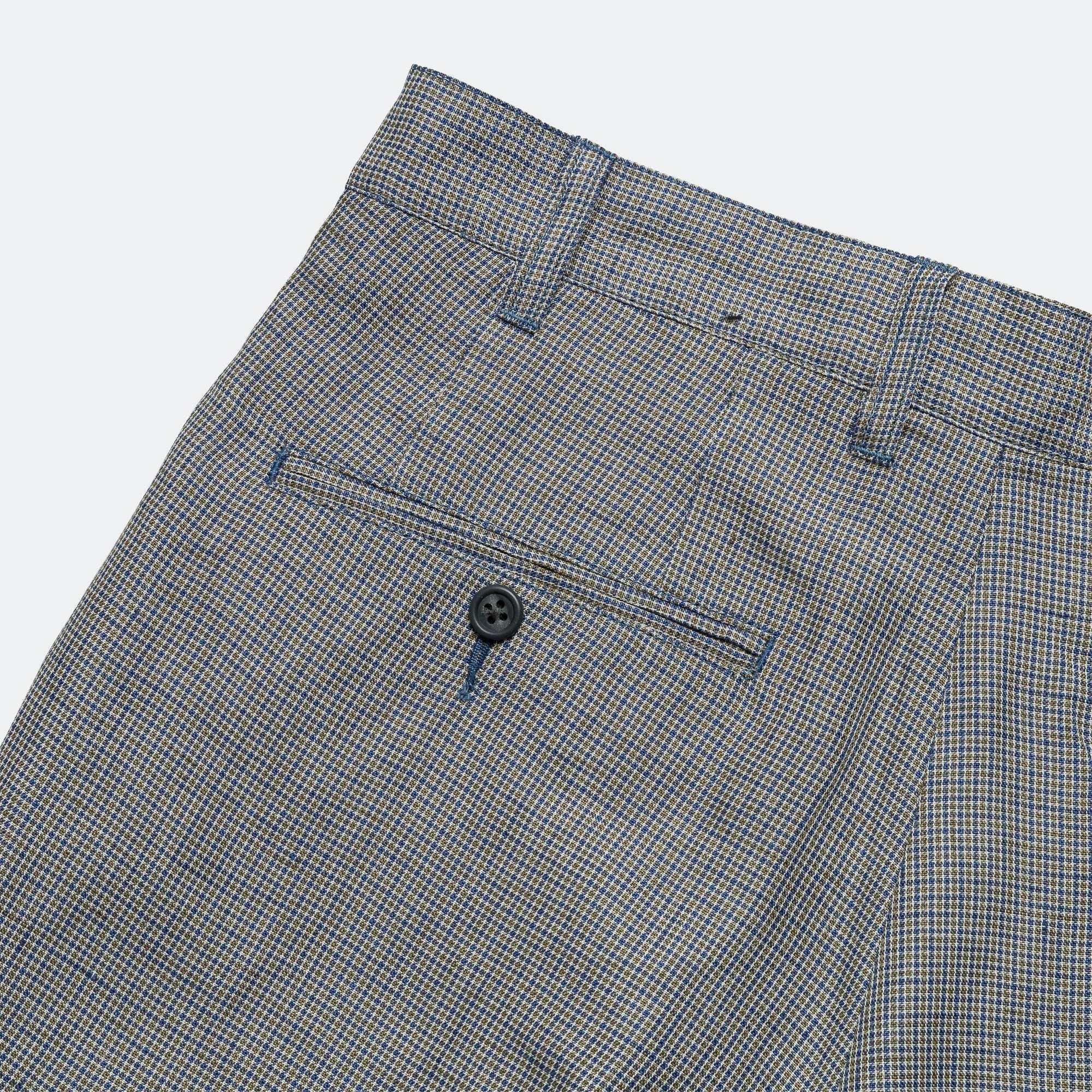 2 Pleats Trousers Linen Cupra Gun Club Check - Grey
