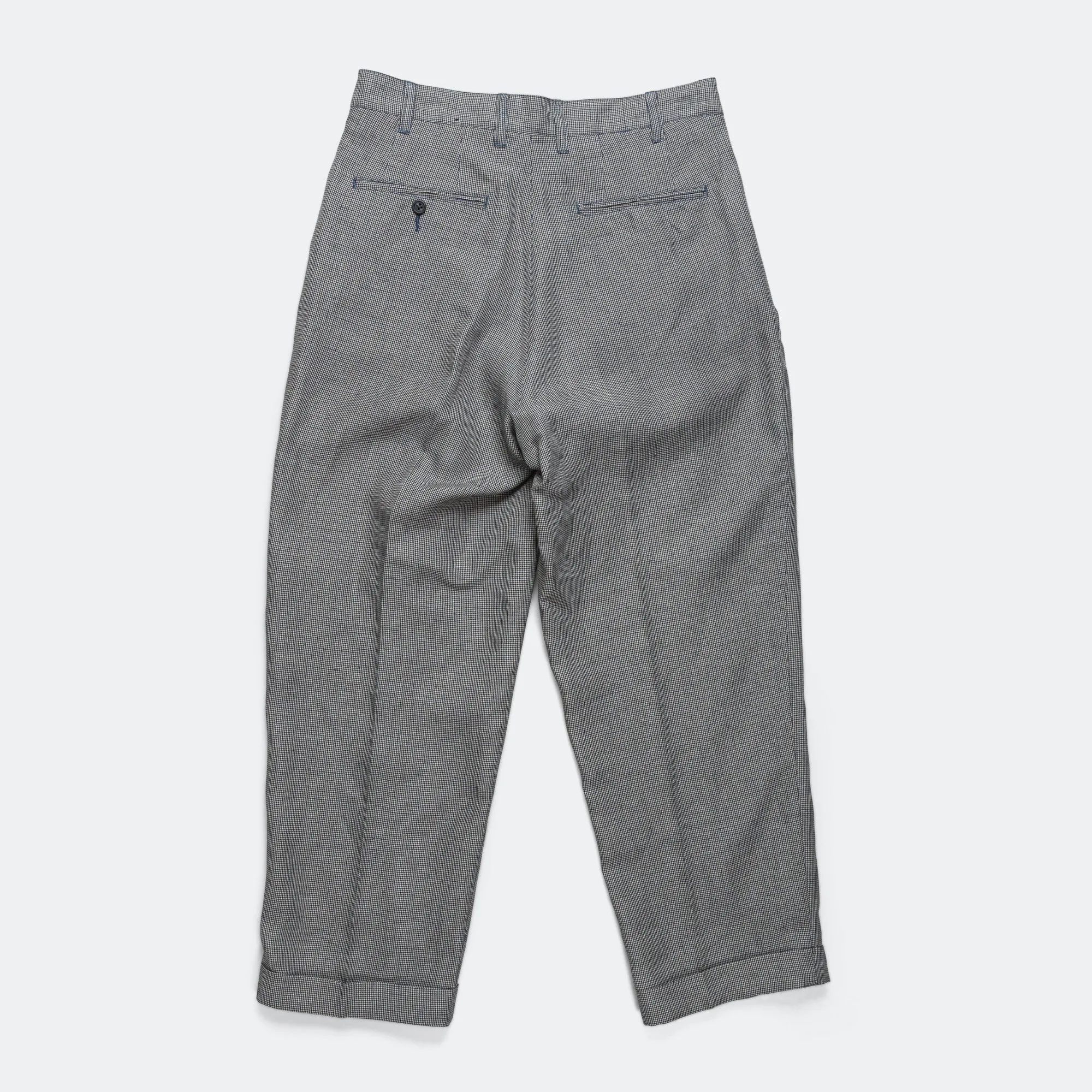 2 Pleats Trousers Linen Cupra Gun Club Check - Grey