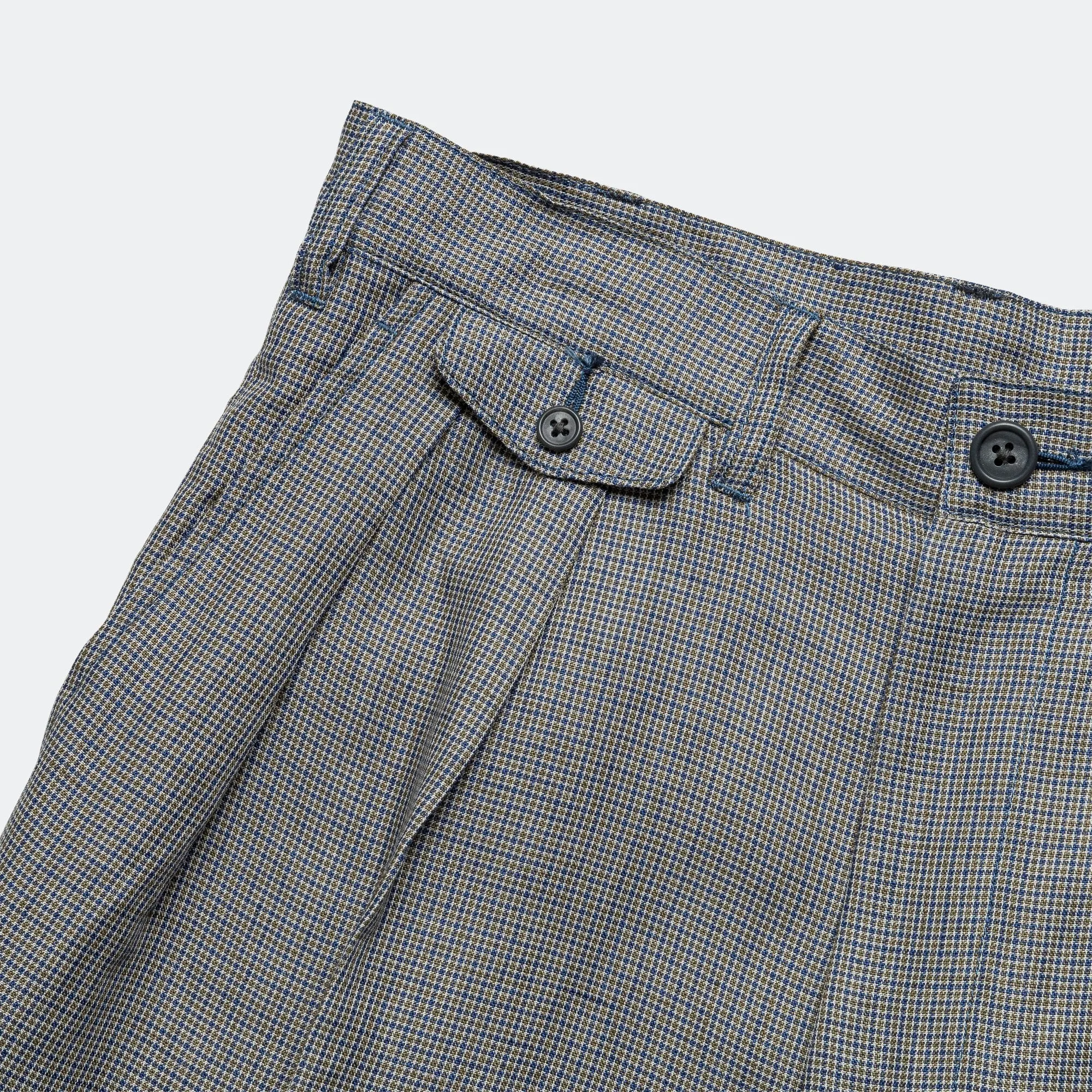 2 Pleats Trousers Linen Cupra Gun Club Check - Grey