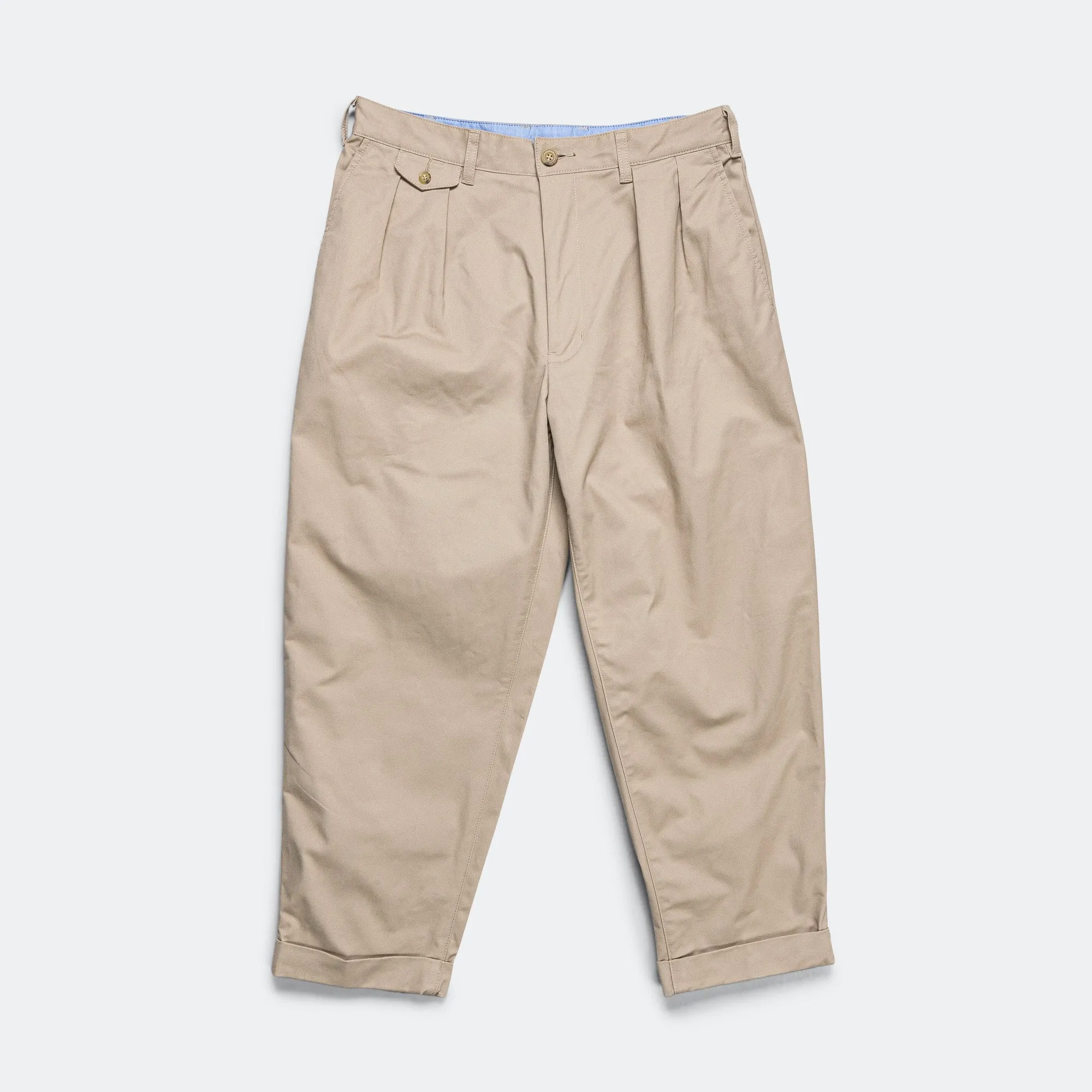 2 Pleats Trousers Twill - Khaki