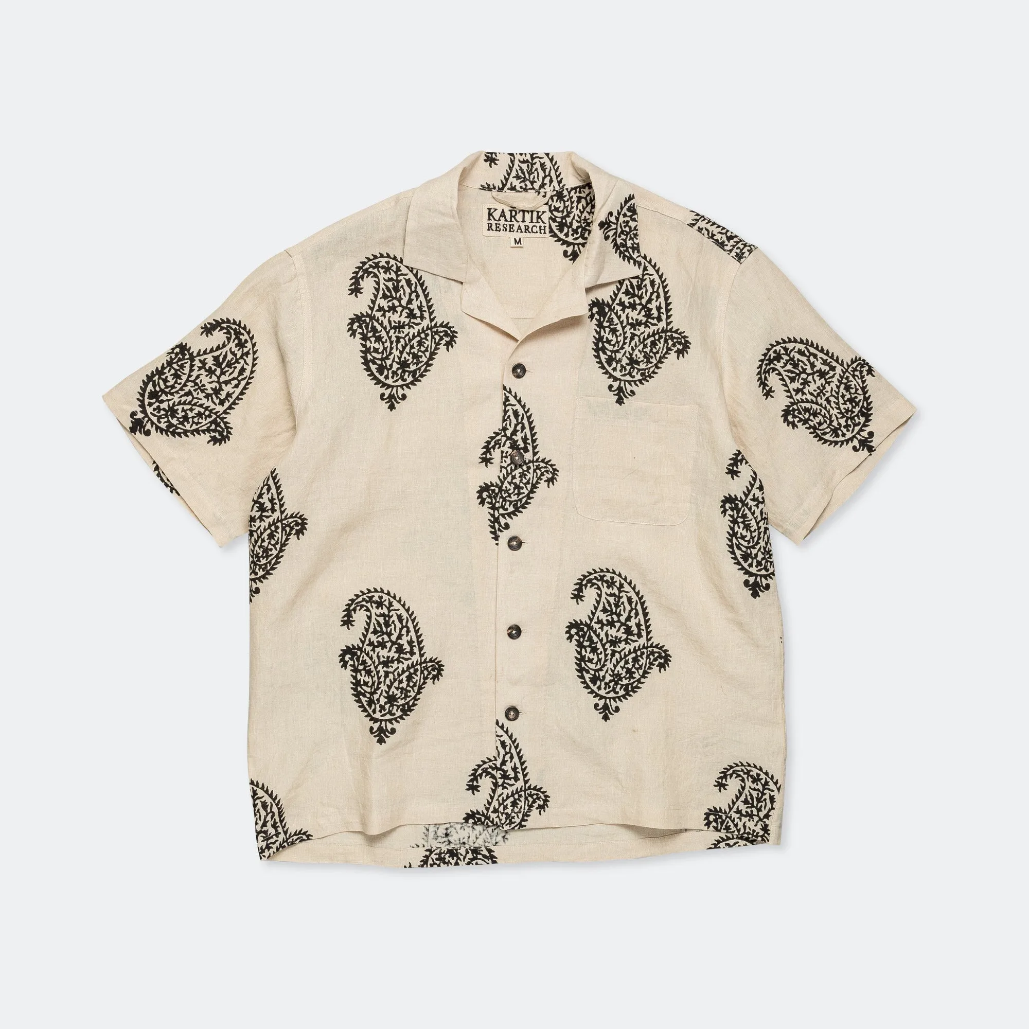 Camp Shirt LS - Hand Block Printed Paisley Harda/Black