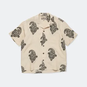 Camp Shirt LS - Hand Block Printed Paisley Harda/Black