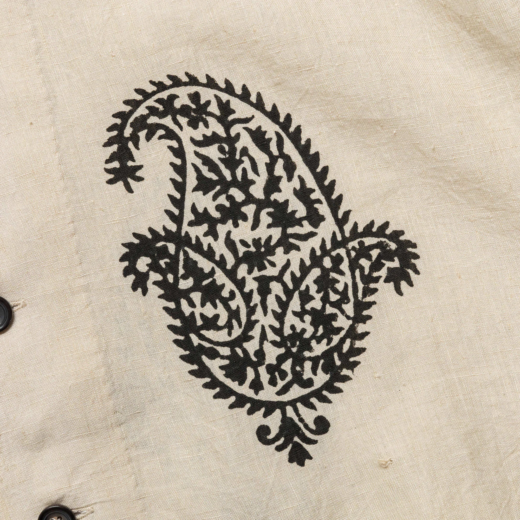 Camp Shirt LS - Hand Block Printed Paisley Harda/Black