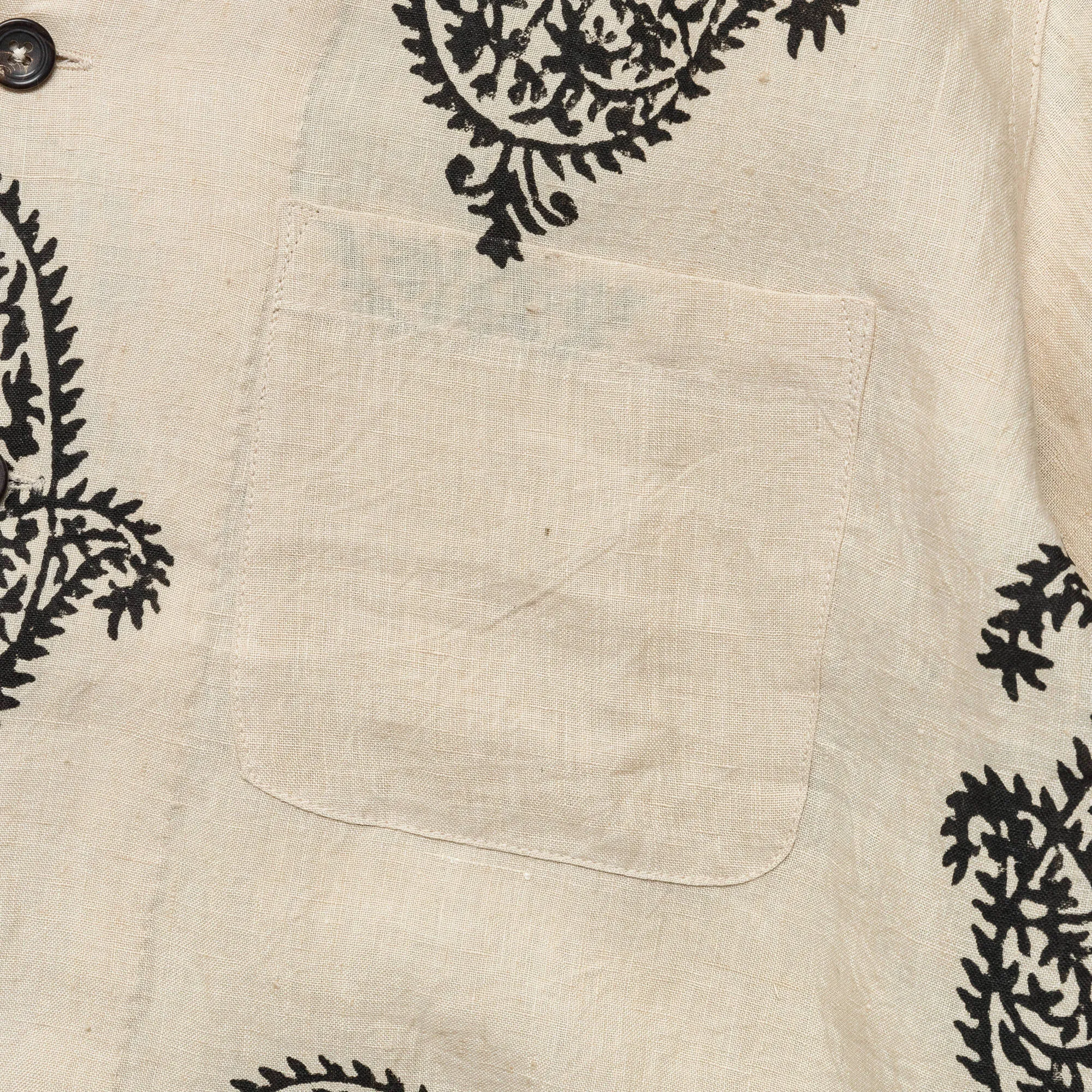 Camp Shirt LS - Hand Block Printed Paisley Harda/Black