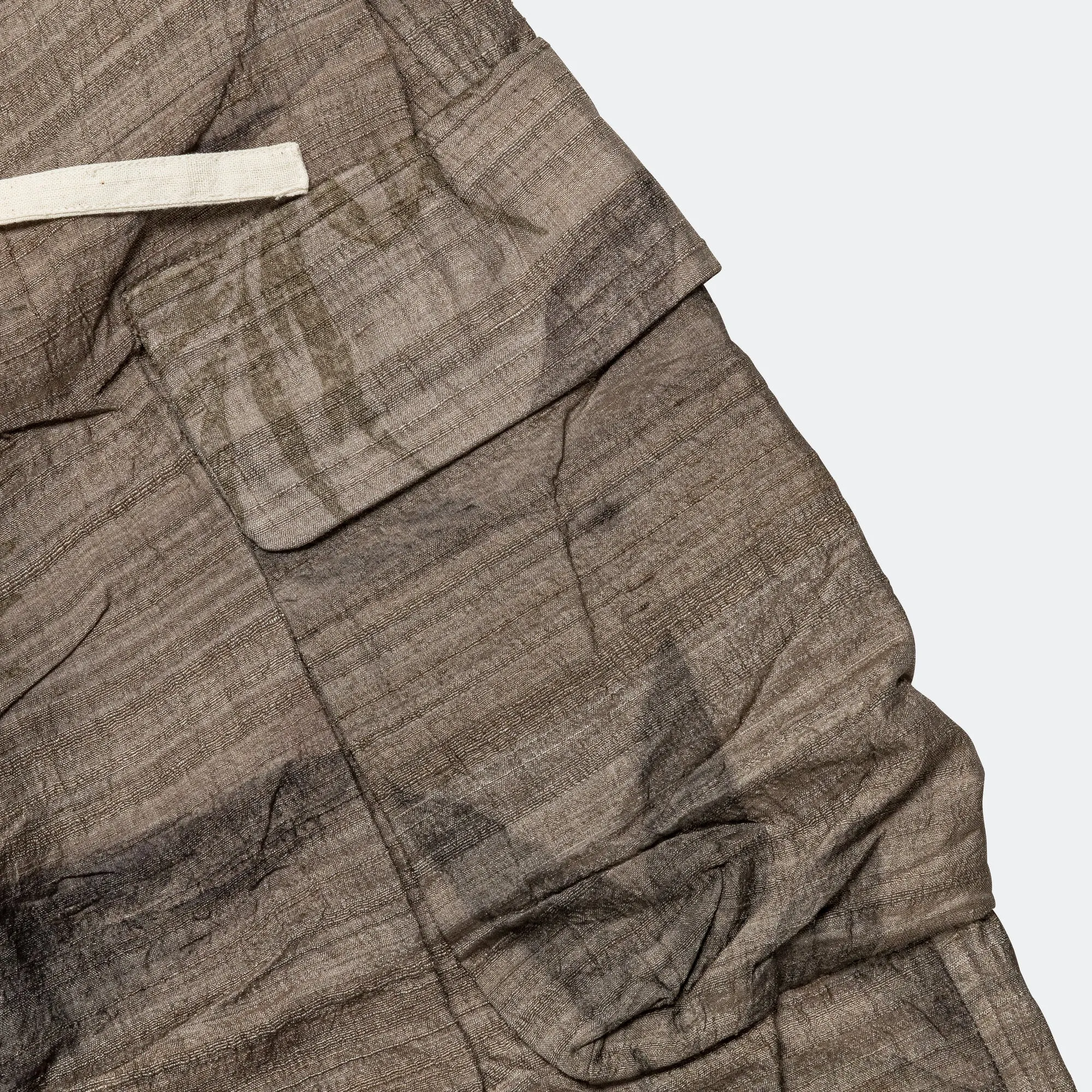 Cargo Pant - Silk Eco Printed Leaves Charcoal/Black