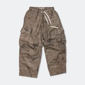 Cargo Pant - Silk Eco Printed Leaves Charcoal/Black