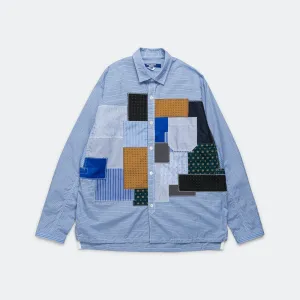 Cotton Check x Cotton Stripe Shirt - Sax/White