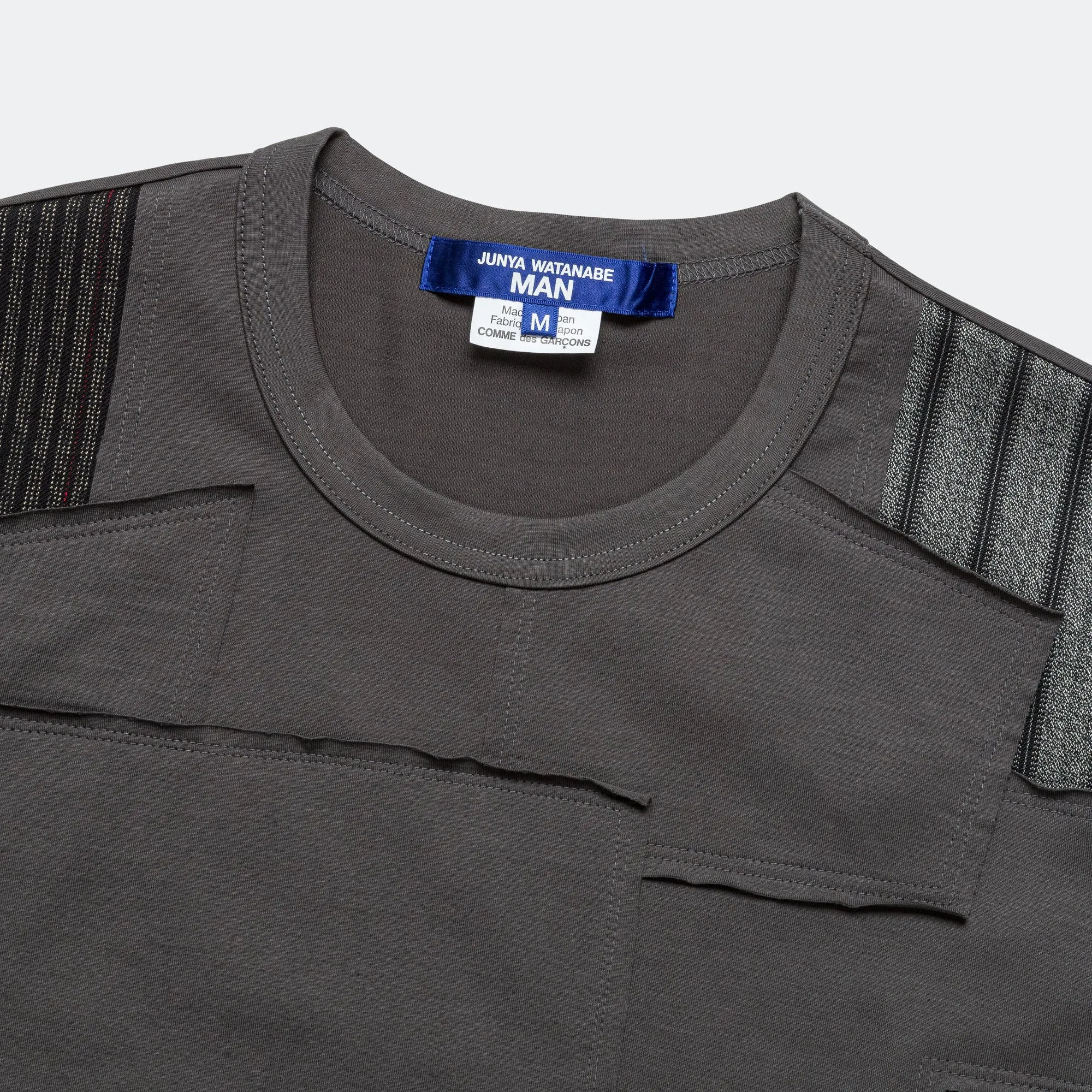 Cotton Jersey x Multi Fabrics Patchwork T-Shirt - Grey/Mix