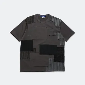 Cotton Jersey x Multi Fabrics Patchwork T-Shirt - Grey/Mix