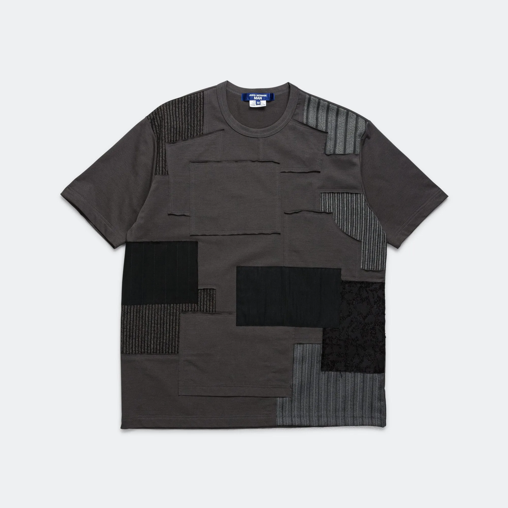 Cotton Jersey x Multi Fabrics Patchwork T-Shirt - Grey/Mix