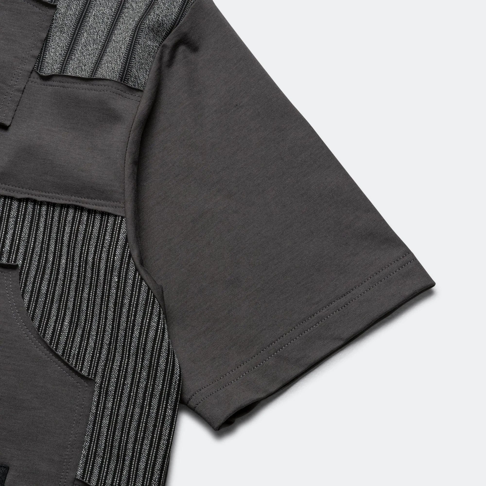 Cotton Jersey x Multi Fabrics Patchwork T-Shirt - Grey/Mix