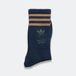 Crew Sock x Brain Dead - Collegiate Navy/Brown Desert