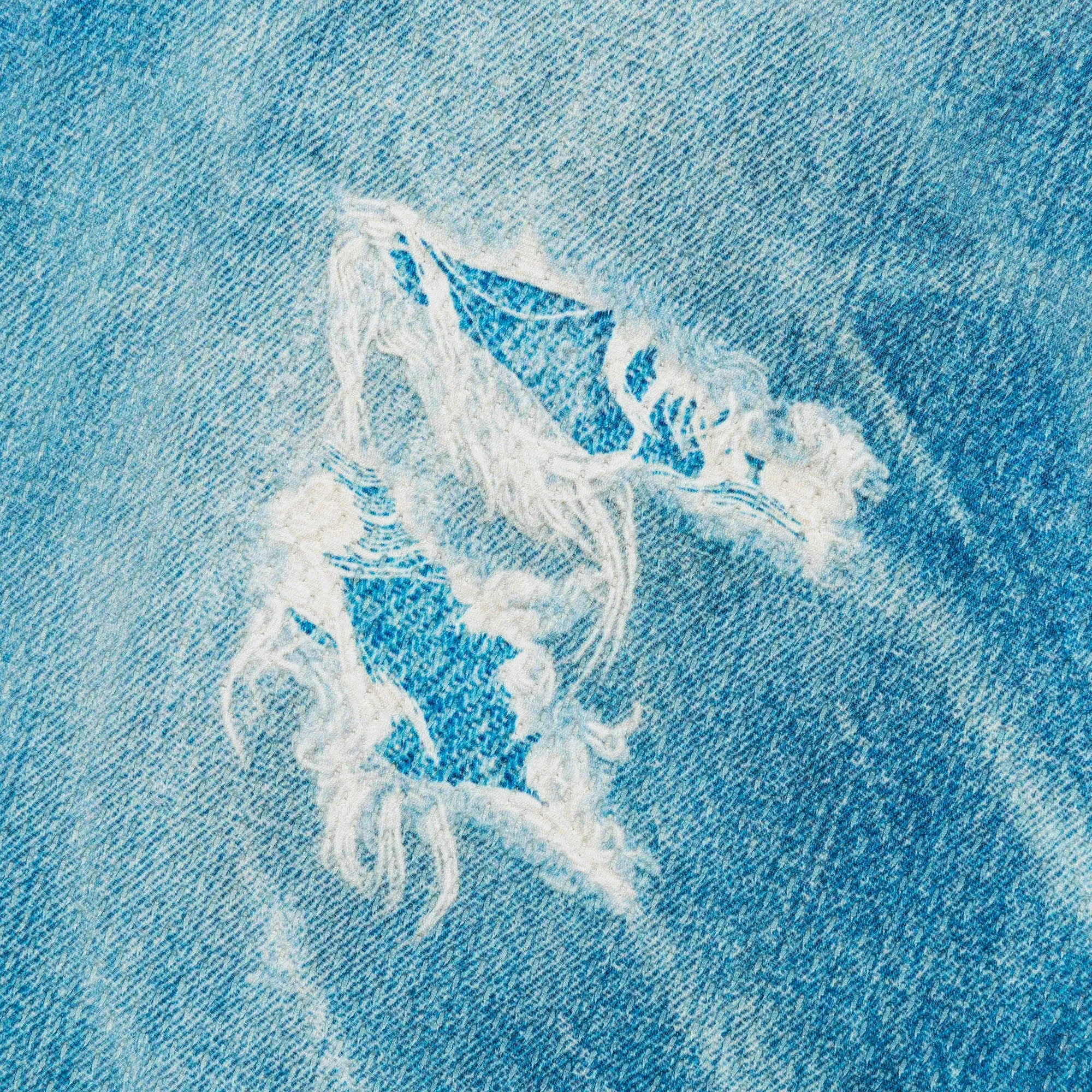 Denim Trompe L'oeil Mesh Pants - Blue