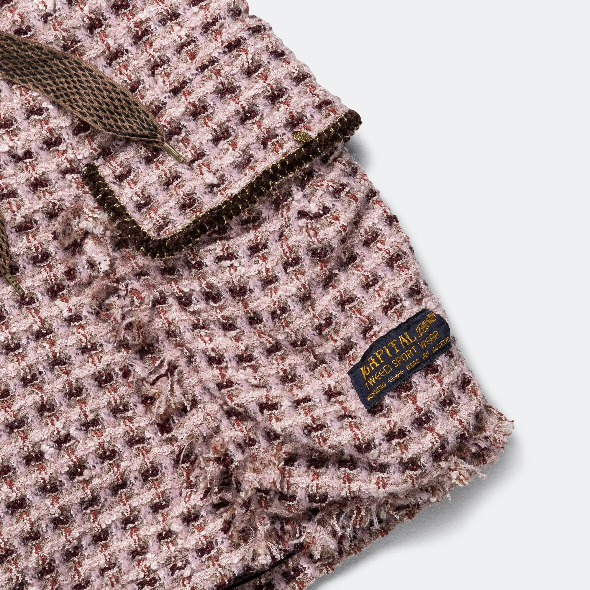 Fancy Tweed Cargo Short Pants - Pink
