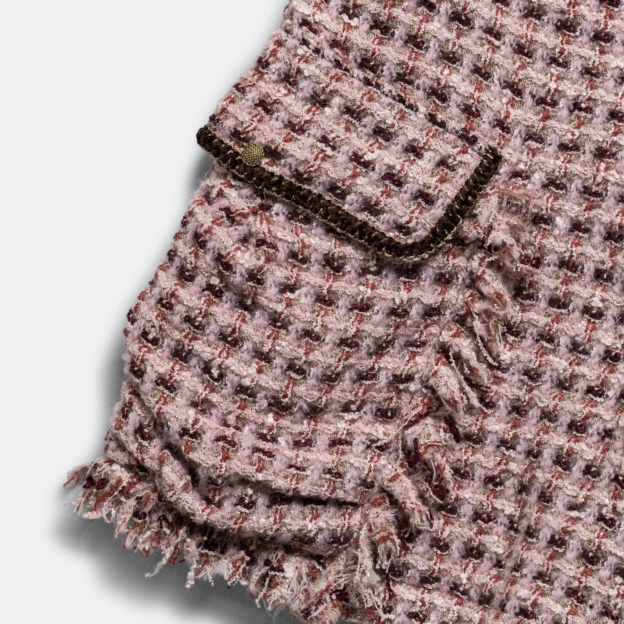 Fancy Tweed Cargo Short Pants - Pink