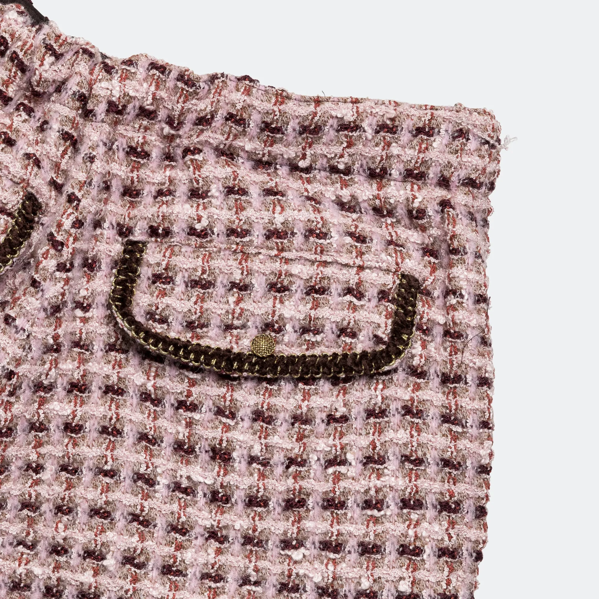 Fancy Tweed Cargo Short Pants - Pink
