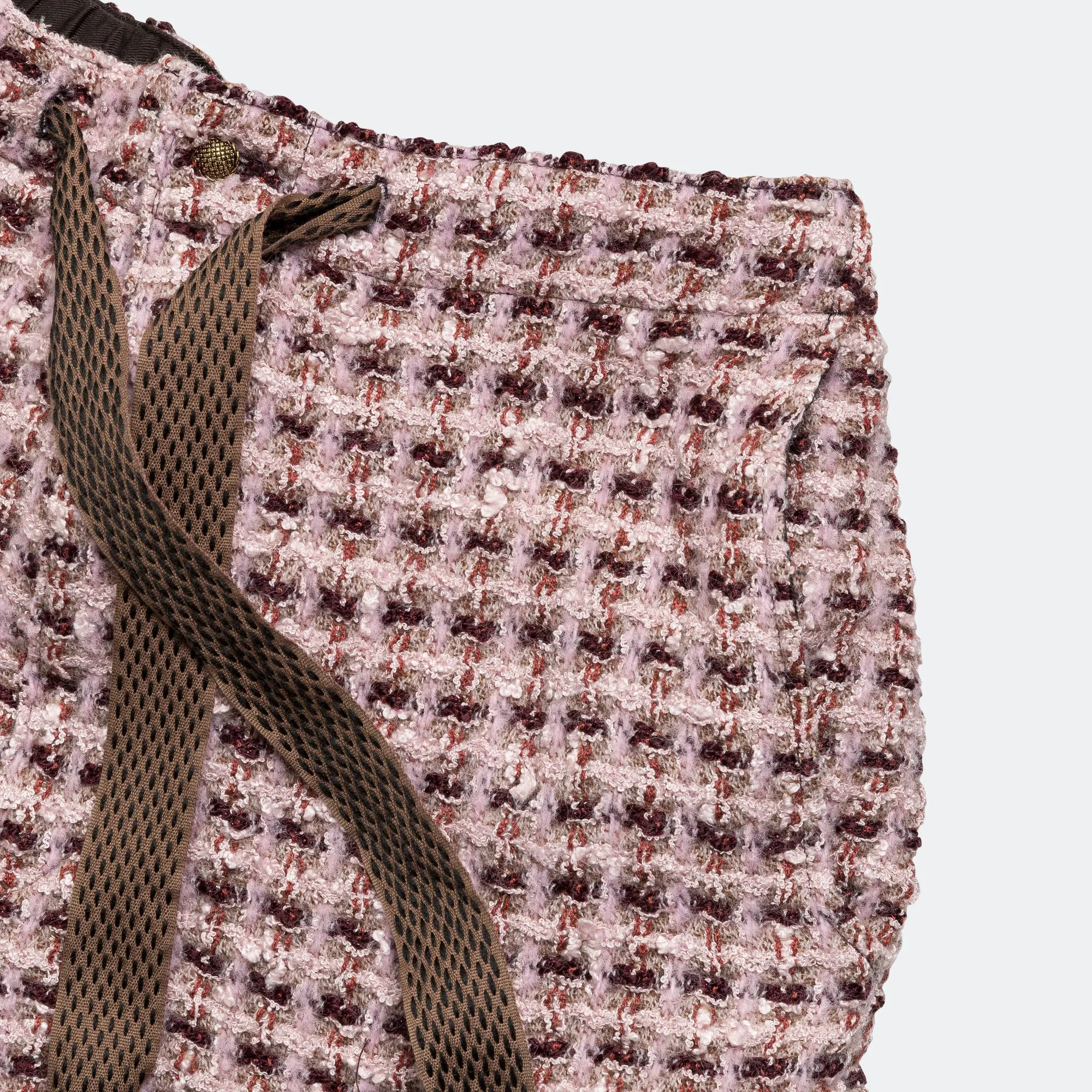 Fancy Tweed Cargo Short Pants - Pink