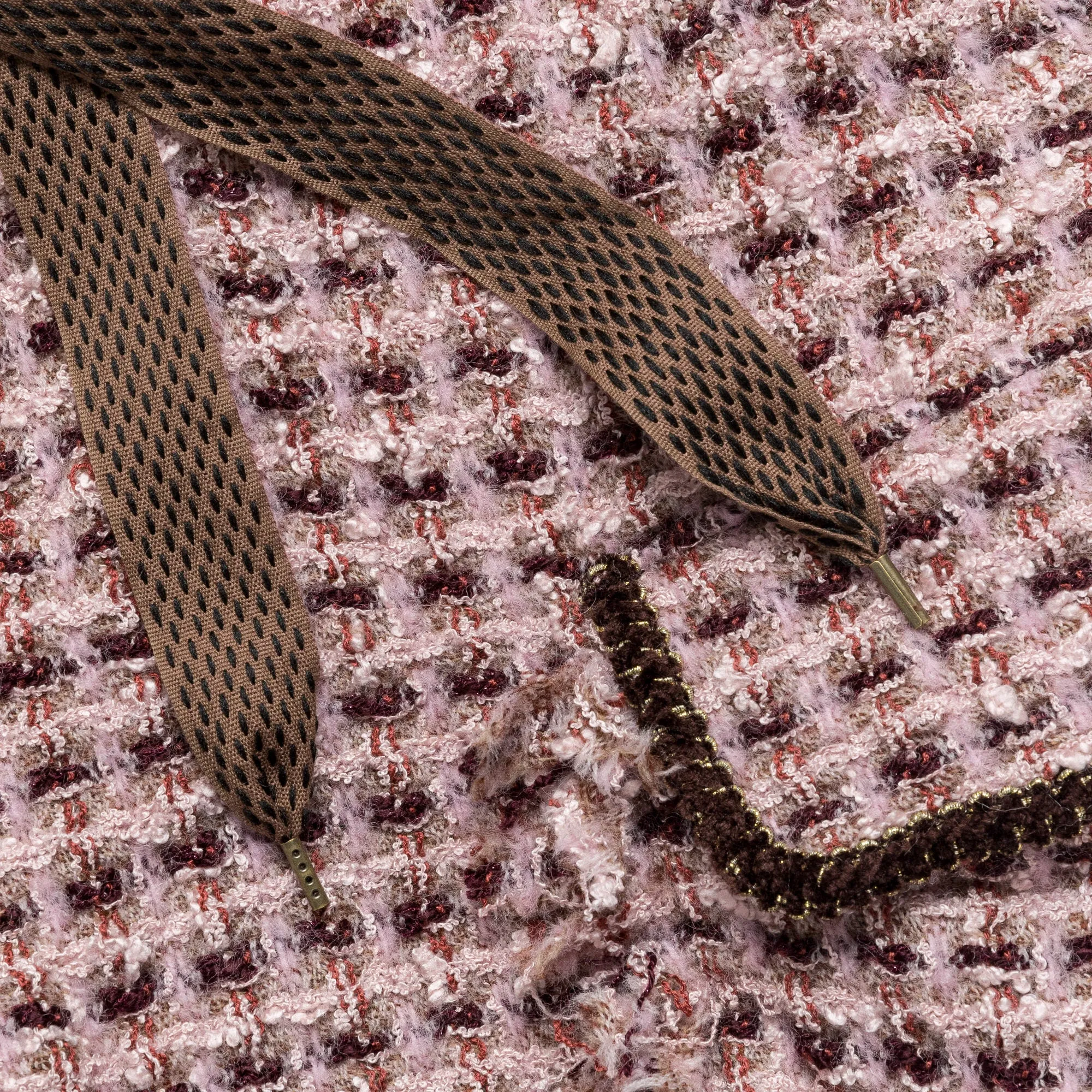 Fancy Tweed Cargo Short Pants - Pink