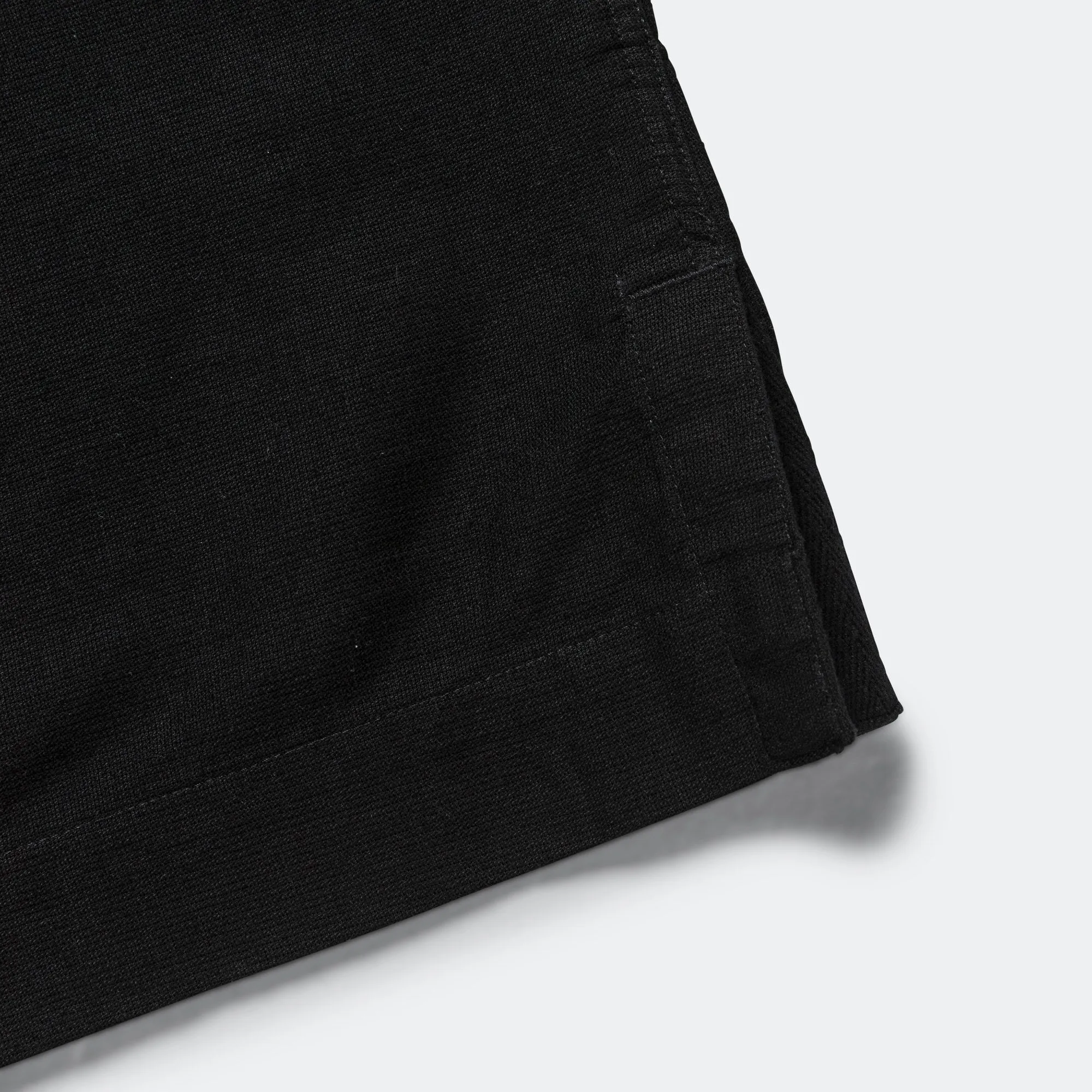 Half Zip Pull On Shirt - Textured Cotton Black