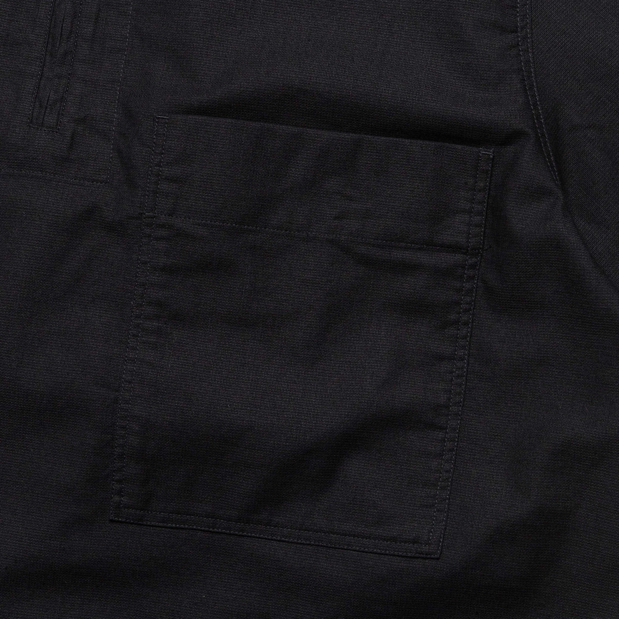 Half Zip Pull On Shirt - Textured Cotton Black