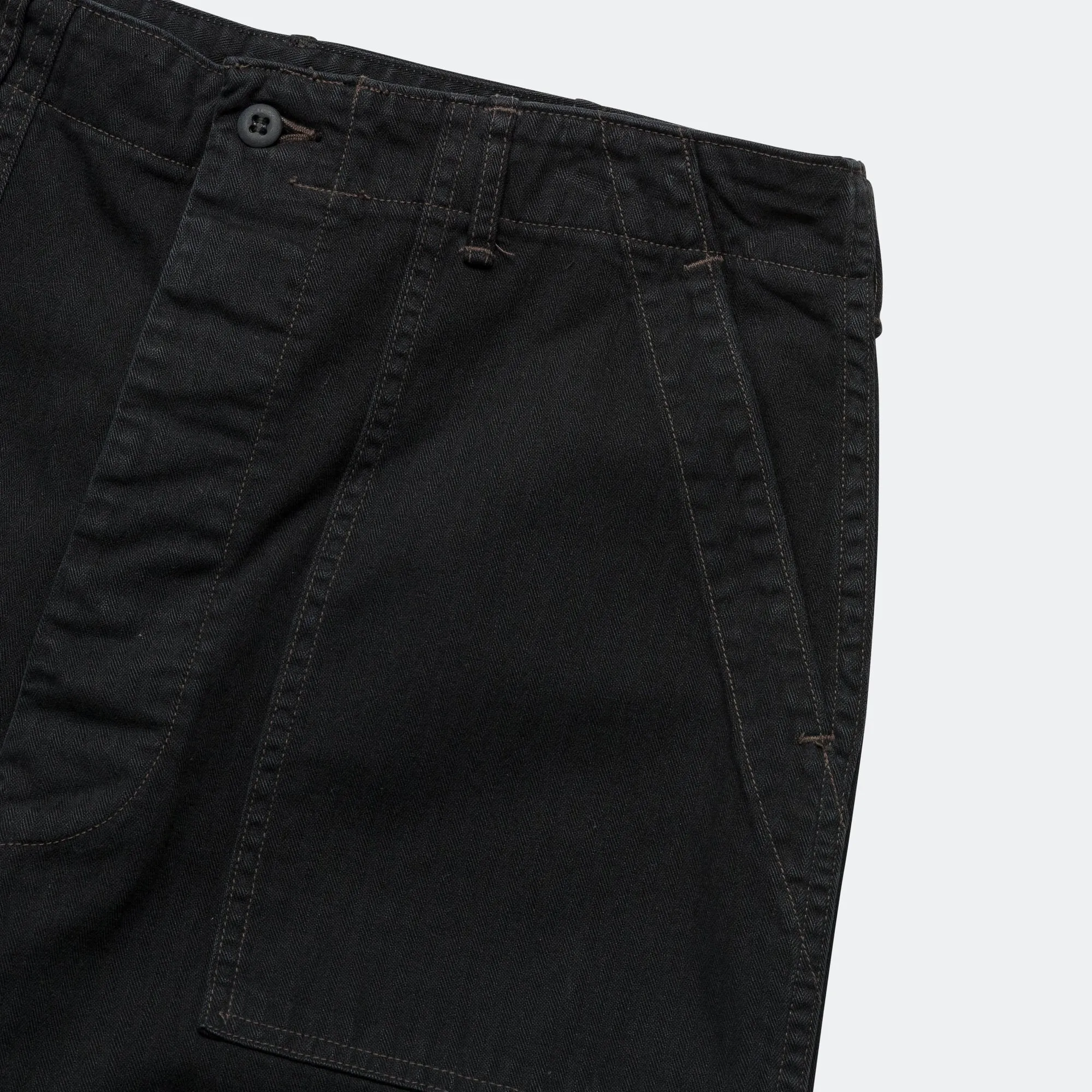 Herringbone Summer Fatigue Pants - Black