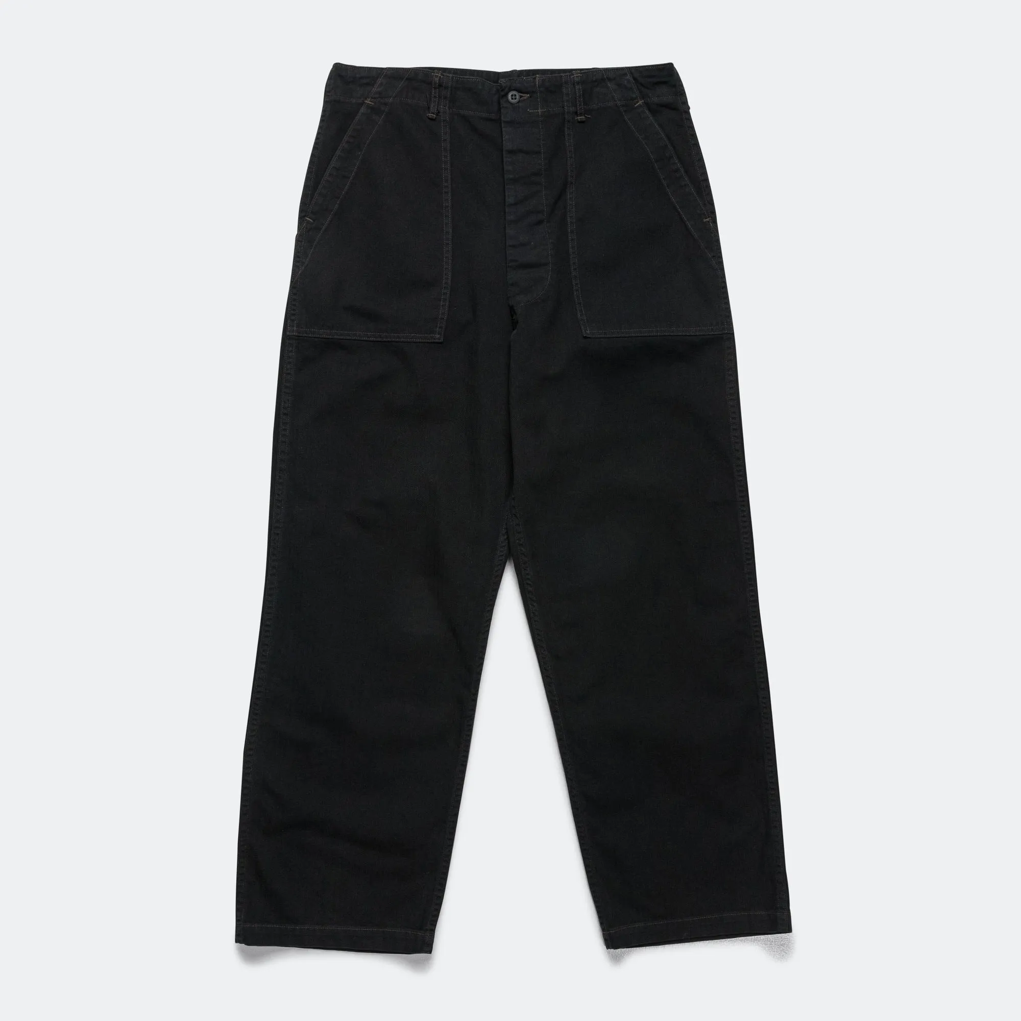 Herringbone Summer Fatigue Pants - Black