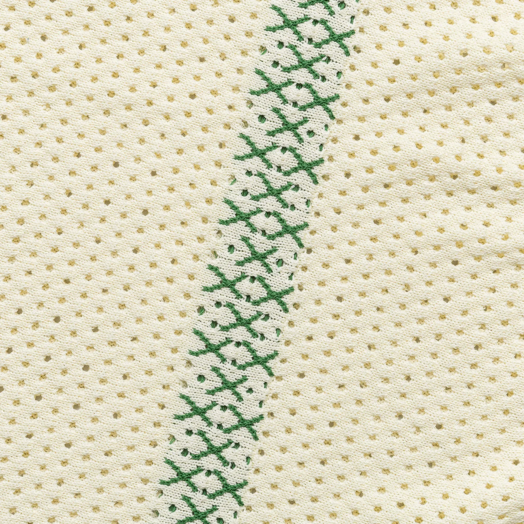Knit Polo Mesh Stripe - Off White