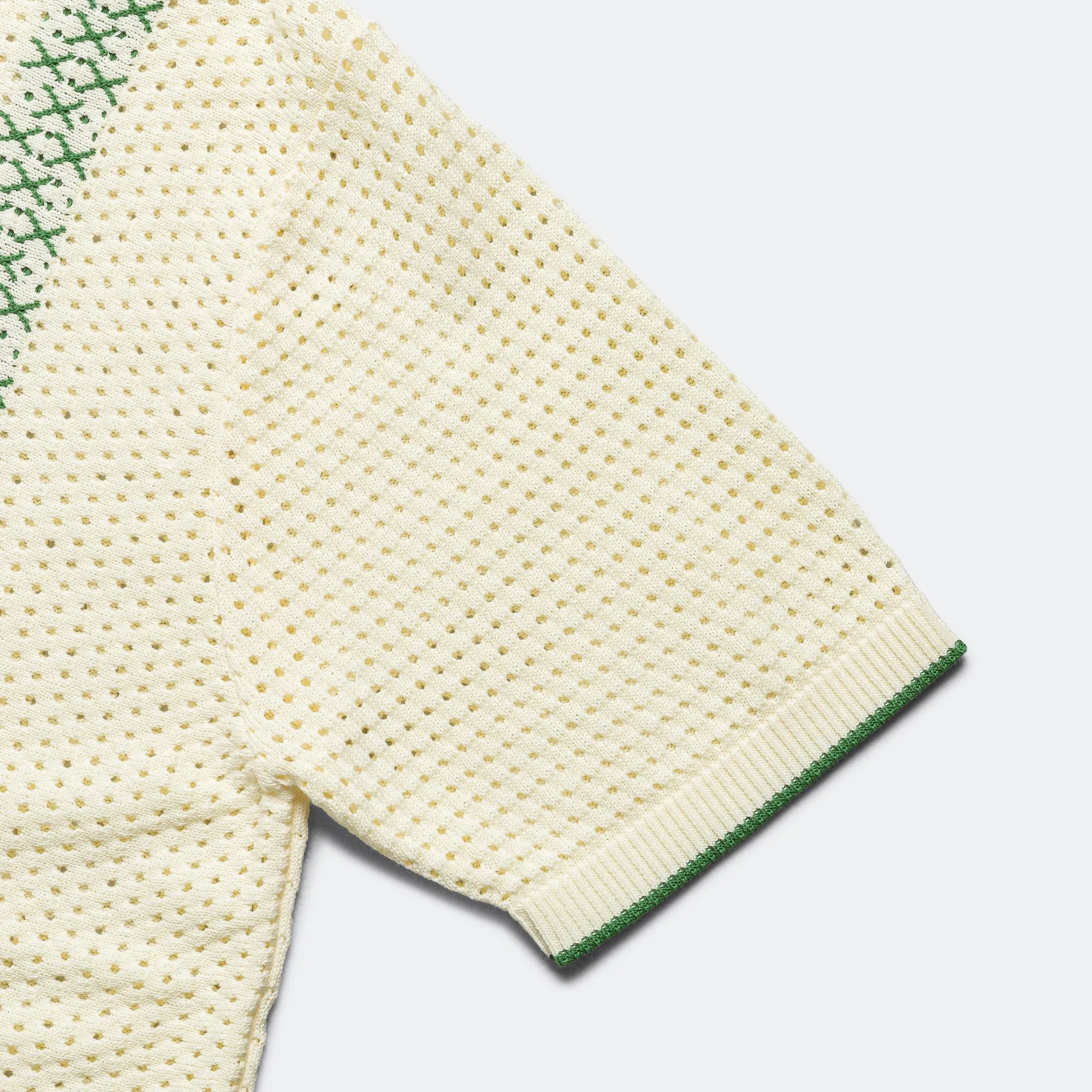 Knit Polo Mesh Stripe - Off White