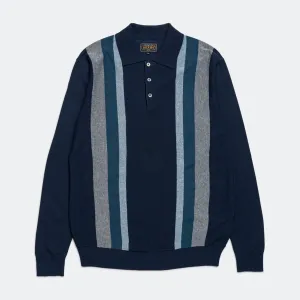 Knit Polo Stripe Argyle - Navy