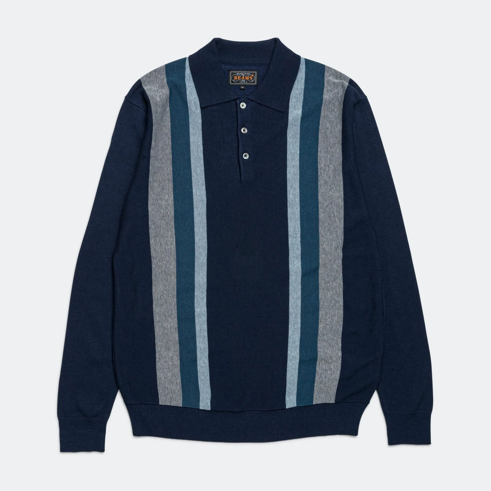Knit Polo Stripe Argyle - Navy
