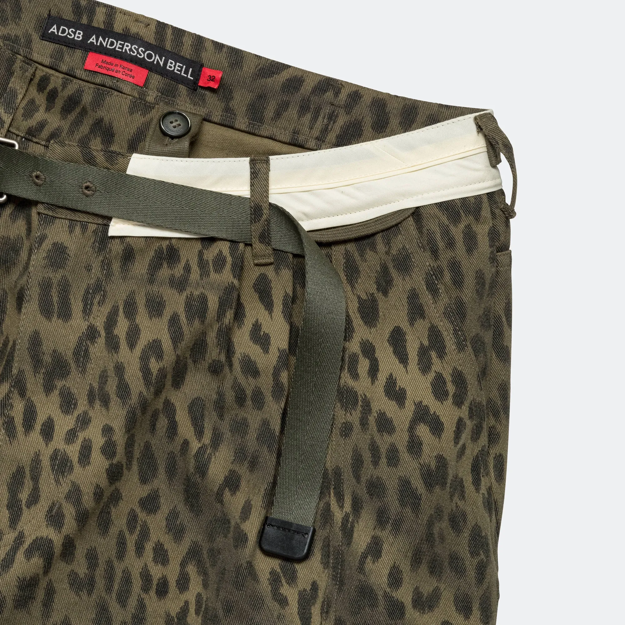 Leopard Cross-over Wide Jeans - Khaki