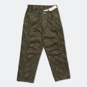 Leopard Cross-over Wide Jeans - Khaki