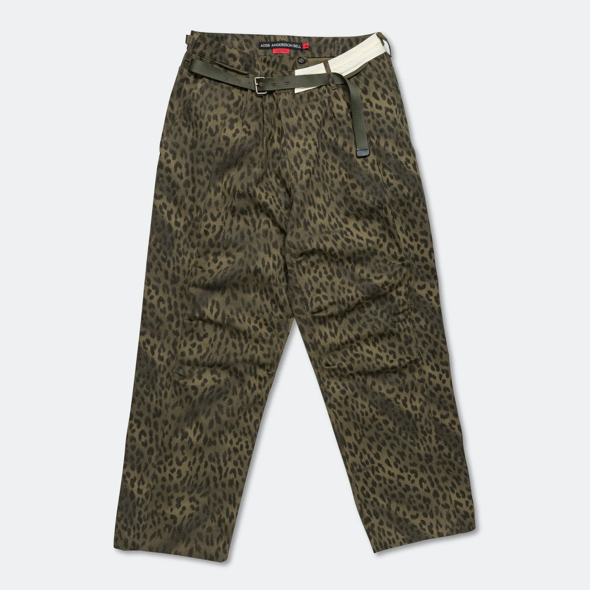 Leopard Cross-over Wide Jeans - Khaki