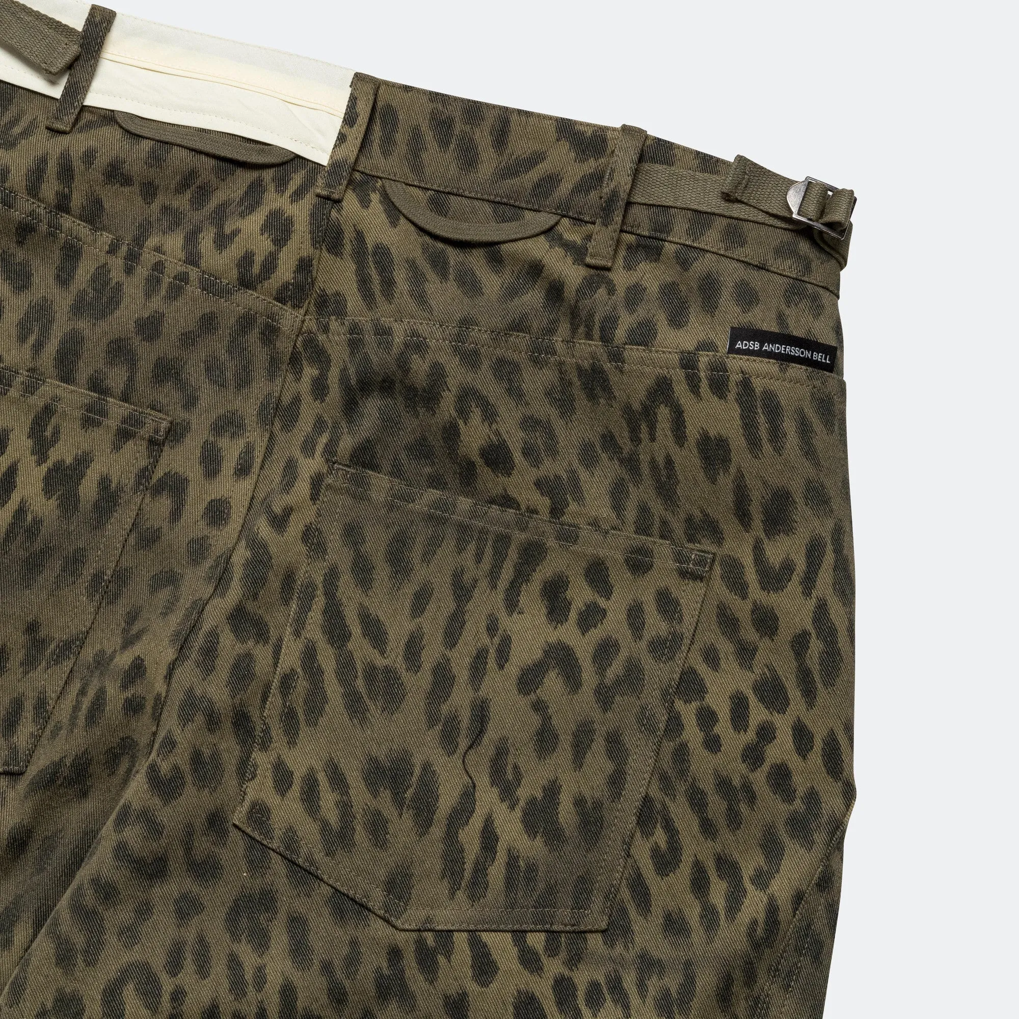 Leopard Cross-over Wide Jeans - Khaki