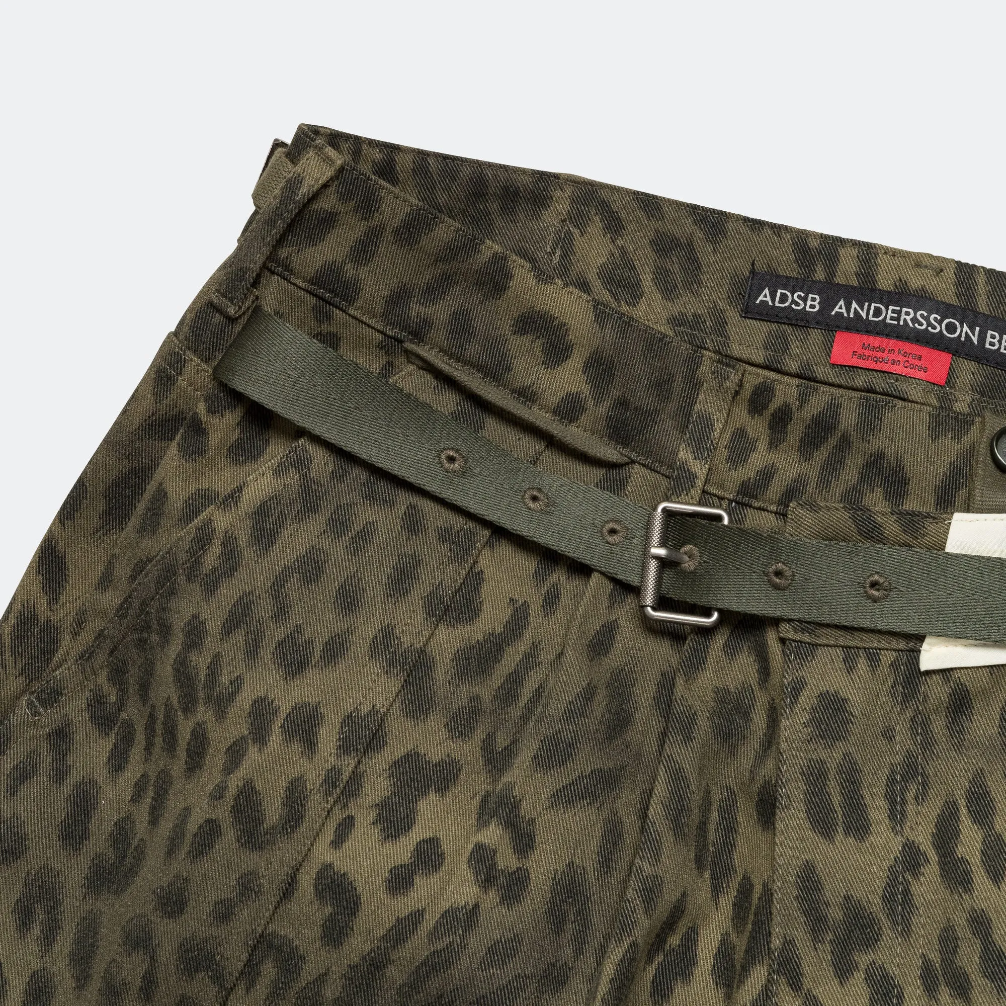 Leopard Cross-over Wide Jeans - Khaki
