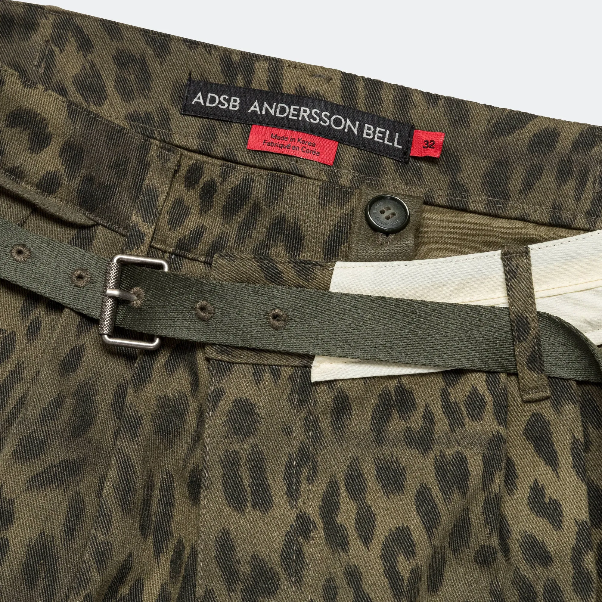 Leopard Cross-over Wide Jeans - Khaki