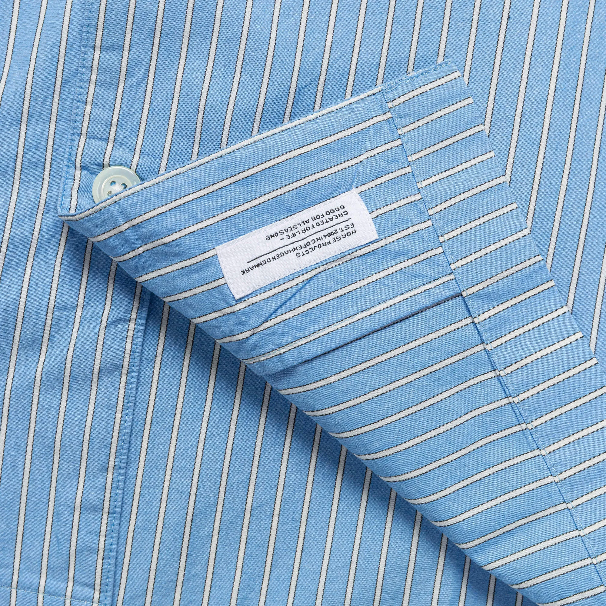 Mads Poplin Stripe SS - Navy