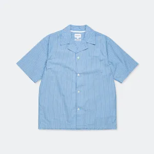 Mads Poplin Stripe SS - Navy