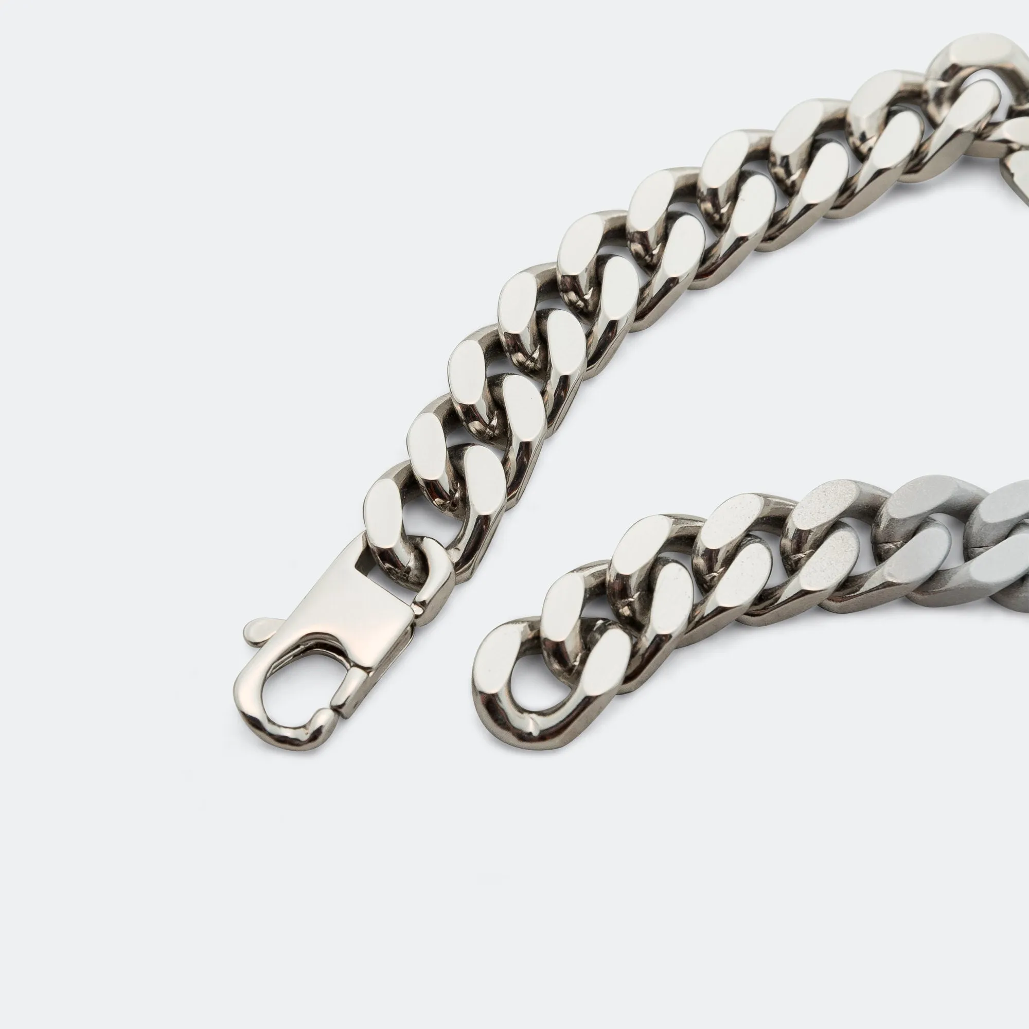 Minimal Logo ID Tag Curb Bracelet - Silver Toned Brass
