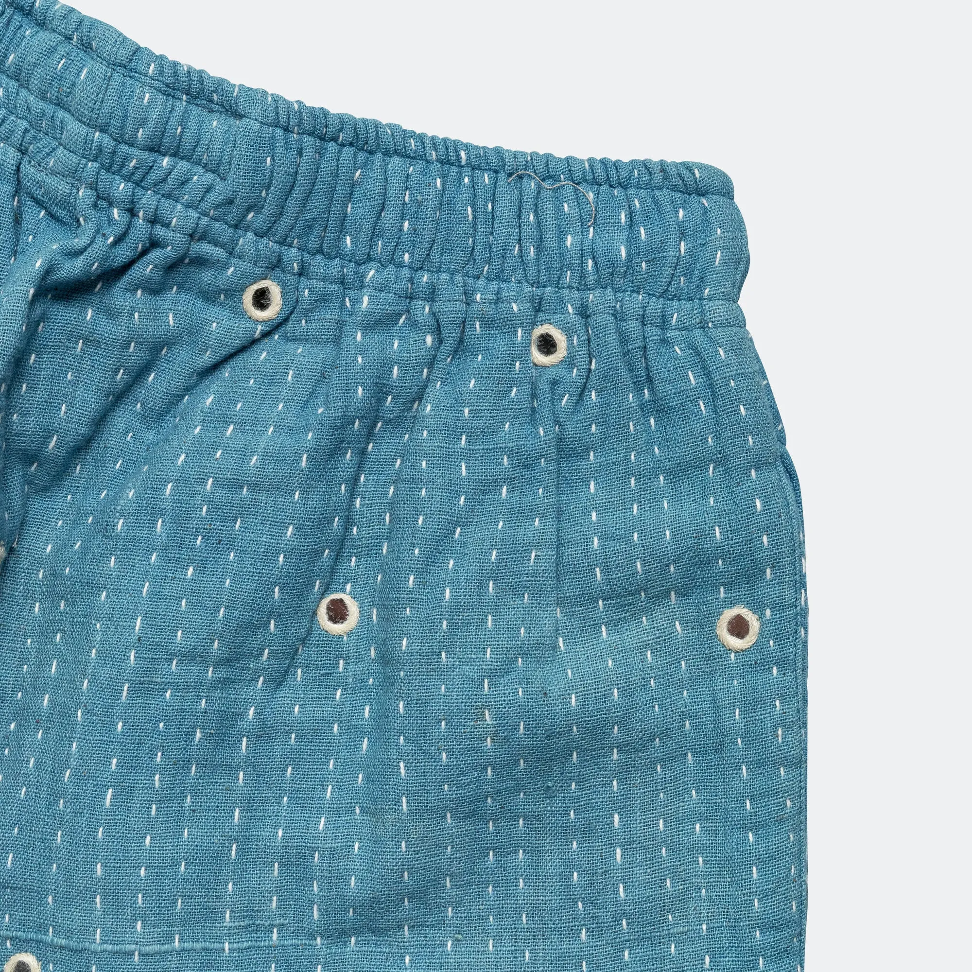 Mirror Shorts - Kuntha Embroidery Indigo/Ecru