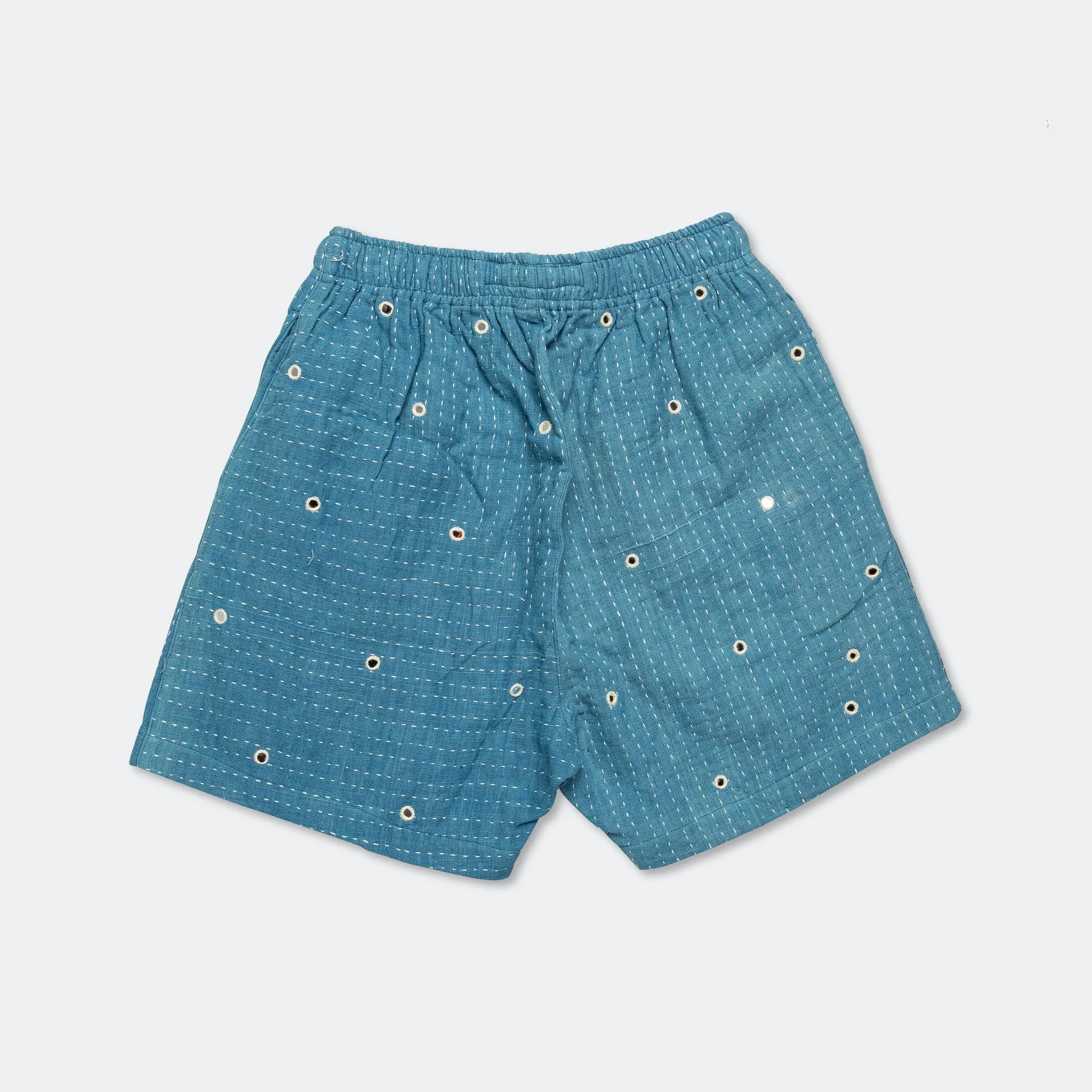 Mirror Shorts - Kuntha Embroidery Indigo/Ecru