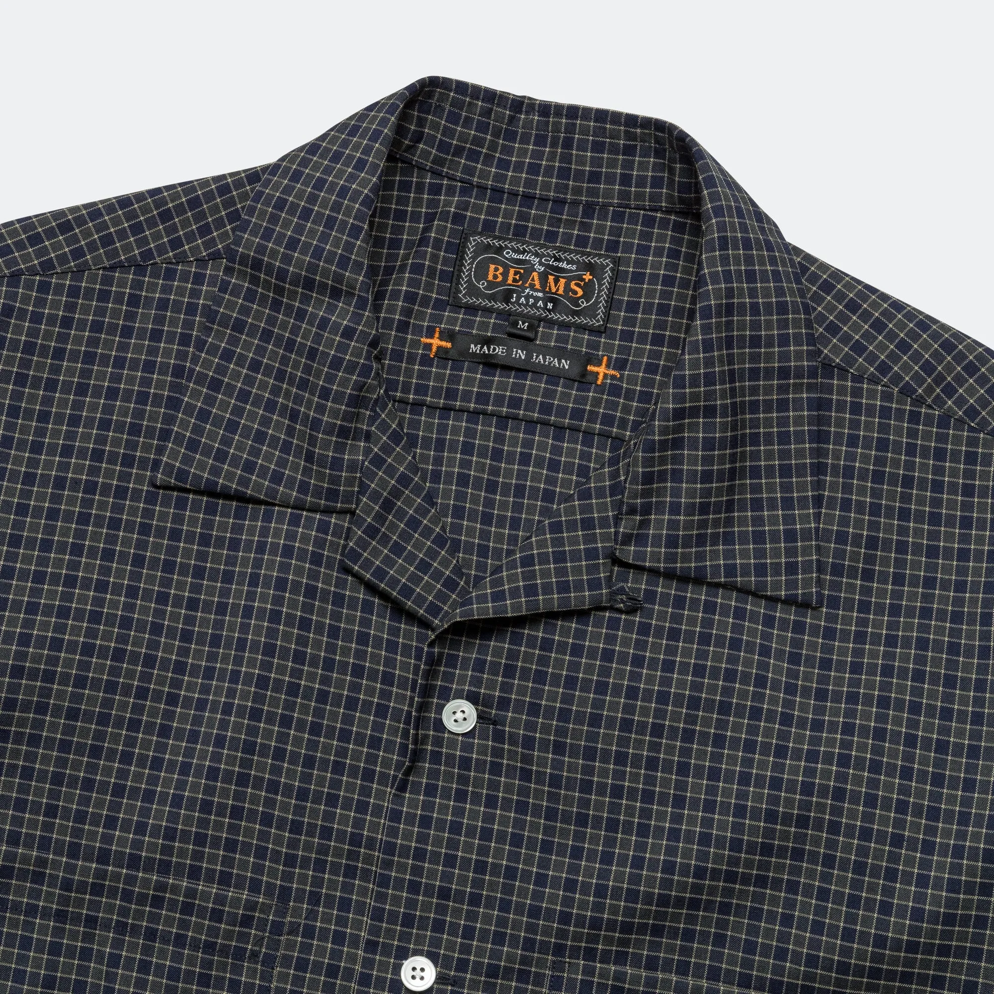 Open Collar Washable Wool Plaid - Green