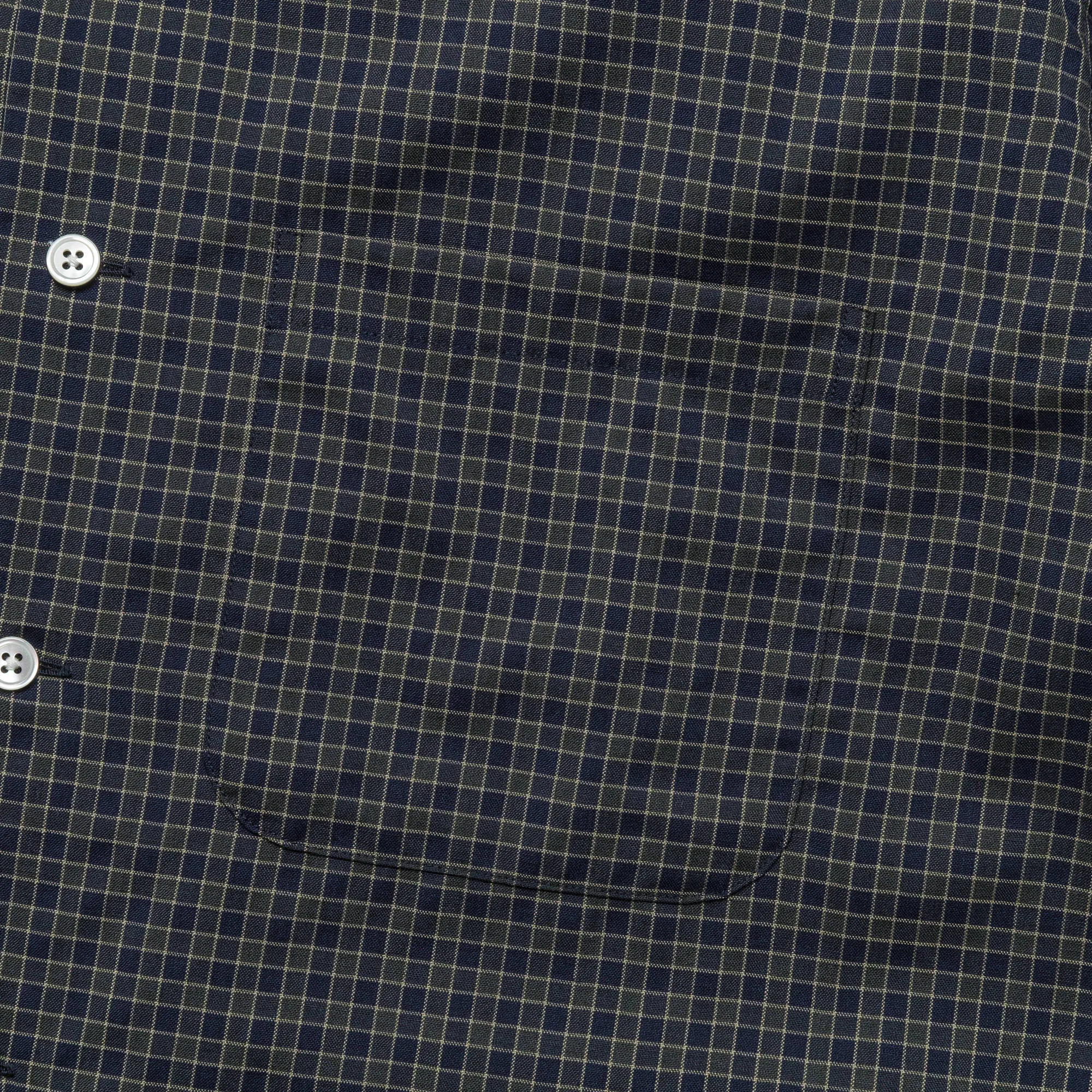 Open Collar Washable Wool Plaid - Green
