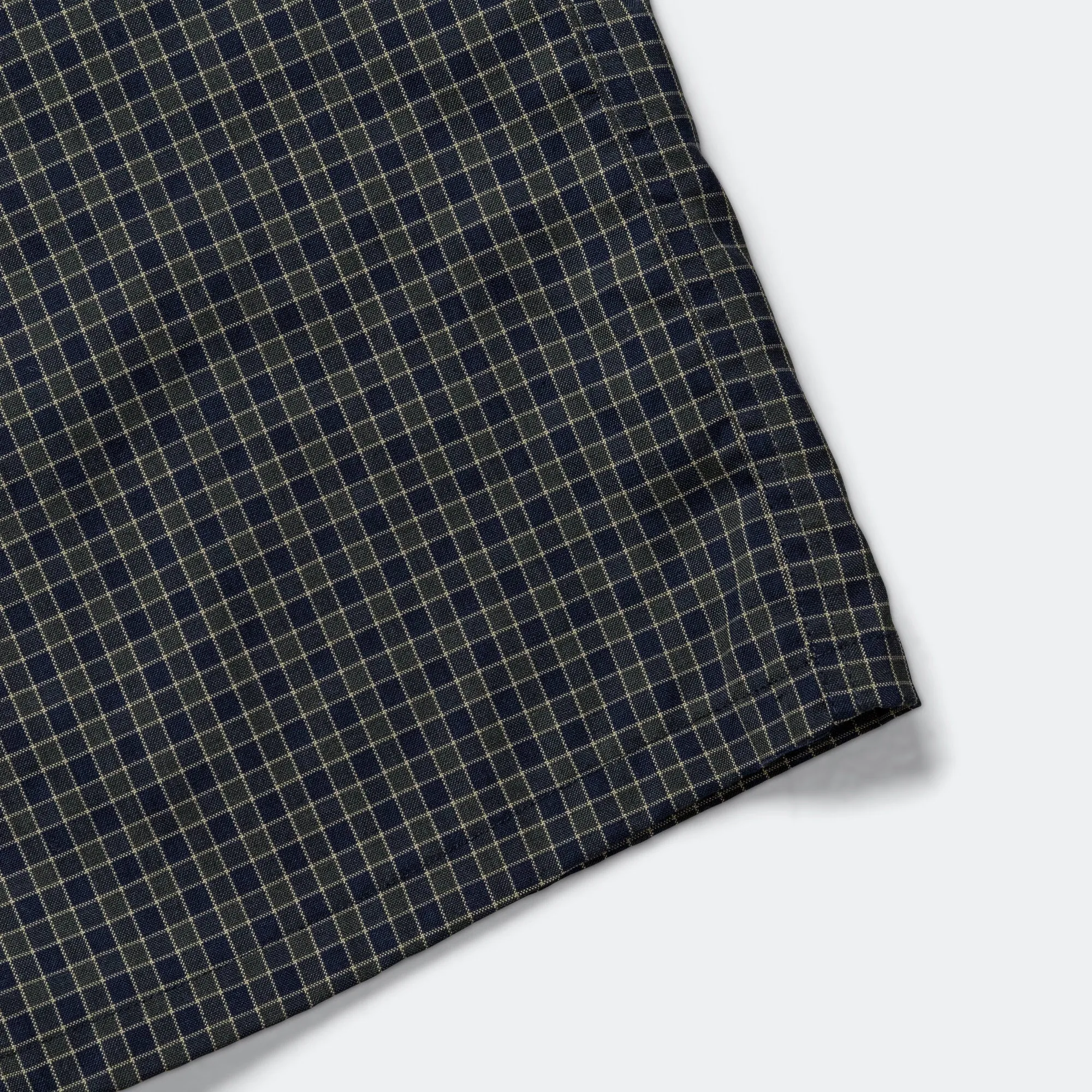 Open Collar Washable Wool Plaid - Green