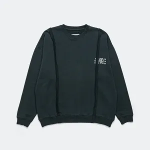 Panelled Crewneck Numbers Motif - Navy