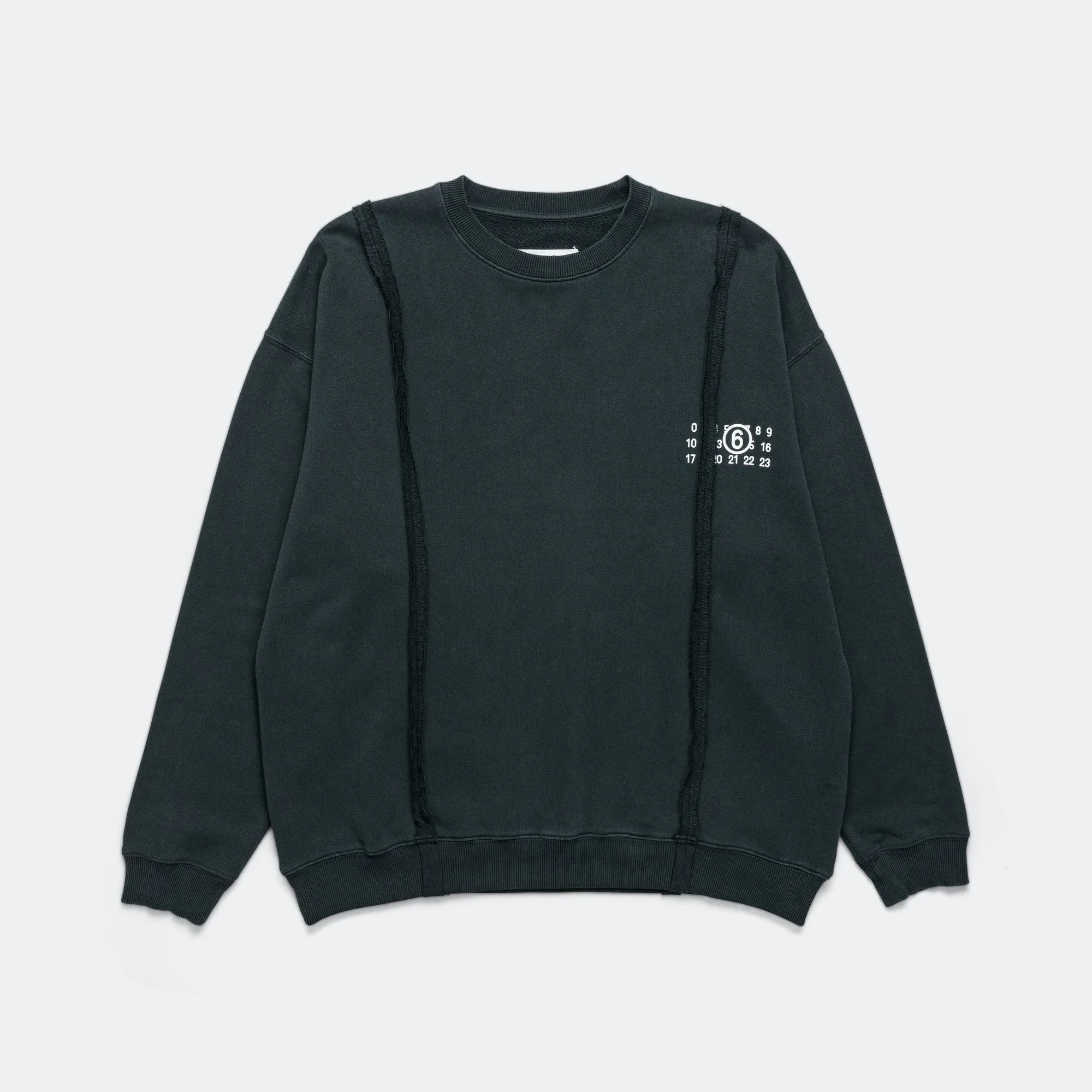 Panelled Crewneck Numbers Motif - Navy