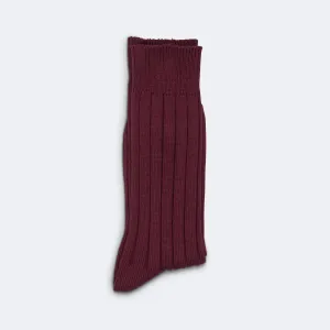 Solid Rib Socks - Burgundy