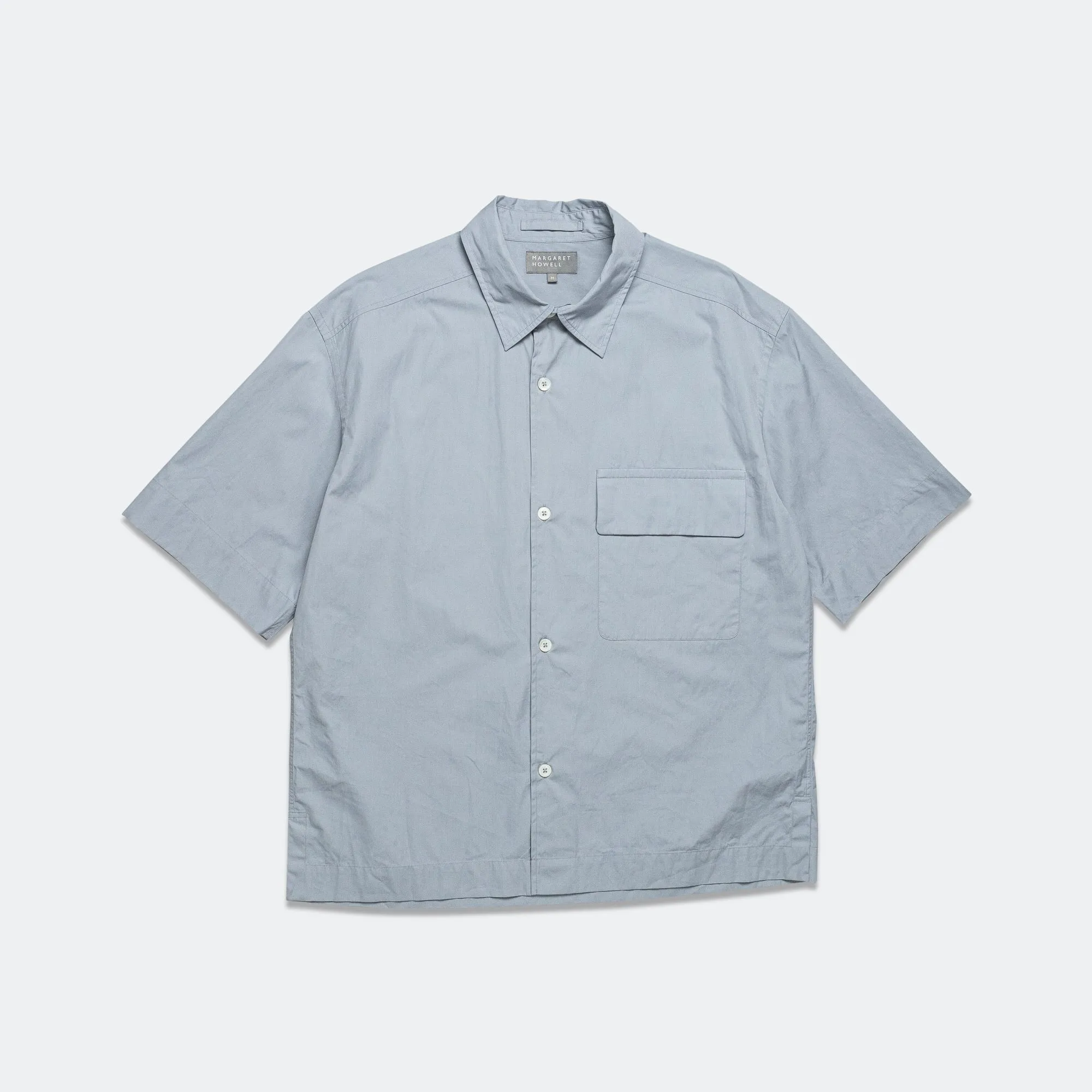 SS Flap Pocket Shirt - Compact Cotton Poplin Pewter